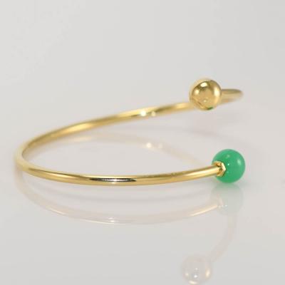 Tiffany Co 18K Yellow Gold Tiffany Co Hardware Ball Bypass Bangle Bracelet