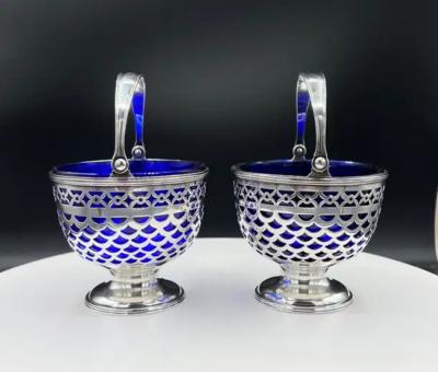 Tiffany Co A Pair of Tiffany Baskets with Cobalt Liner