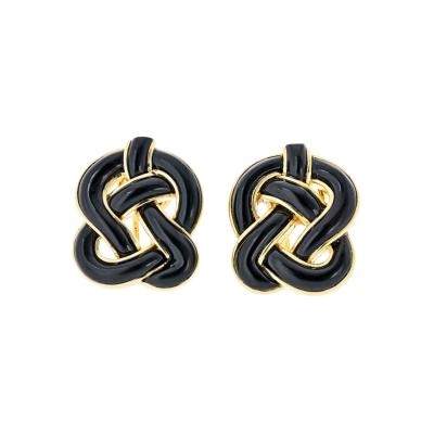  Tiffany Co Angela Cummings 18K Yellow Gold Black Onyx Knot Clip Earrings