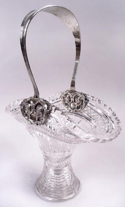  Tiffany Co Antique Tiffany American Sterling Silver Brilliant Cut Glass Basket