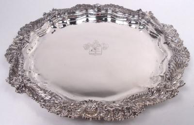 Tiffany Co Antique Tiffany Chrysanthemum Sterling Silver Round Tray