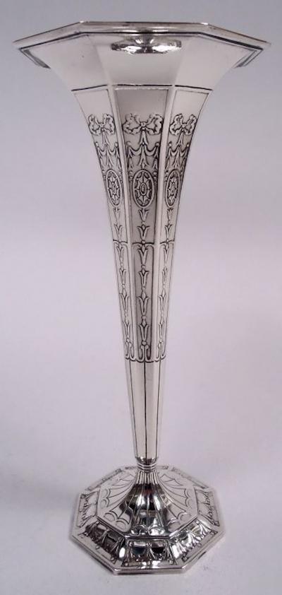  Tiffany Co Antique Tiffany Edwardian Regency Sterling Silver Bud Vase