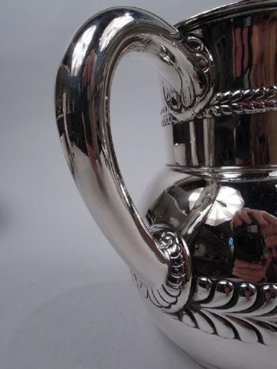  Tiffany Co Antique Tiffany Sterling Silver Pitcher with Bold Wave Edge Borders
