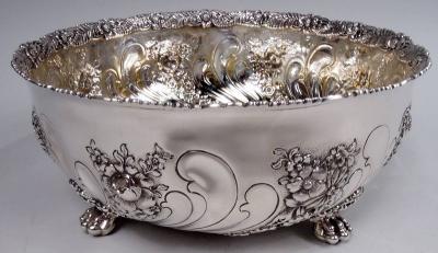  Tiffany Co Antique Tiffany Victorian Classical Repousse Sterling Silver Bowl