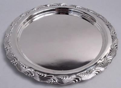  Tiffany Co Antique Tiffany Wave Edge Sterling Silver 10 Inch Round Tray