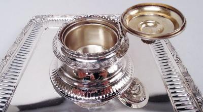  Tiffany Co Antique Tiffany Wave Edge Sterling Silver Inkstand