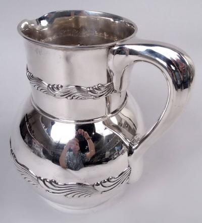  Tiffany Co Antique Tiffany Wave Edge Sterling Silver Water Pitcher