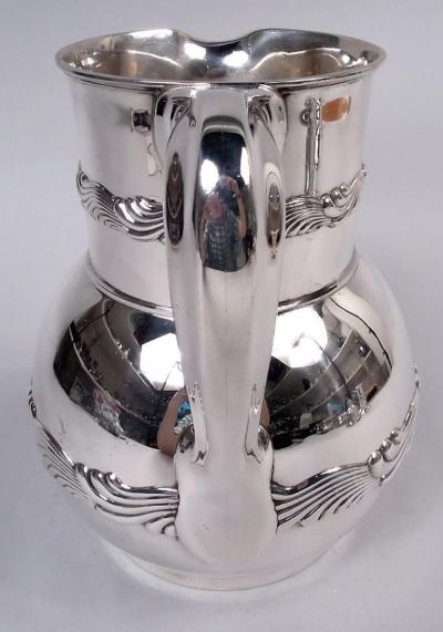  Tiffany Co Antique Tiffany Wave Edge Sterling Silver Water Pitcher