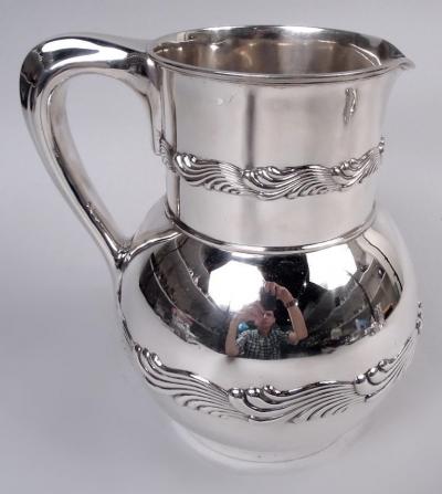  Tiffany Co Antique Tiffany Wave Edge Sterling Silver Water Pitcher