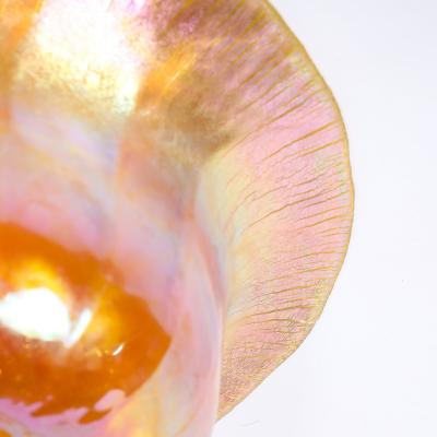  Tiffany Co Art Nouveau Iridescent Yellow Blue Favrile Glass Bowl signed L C Tiffany Co