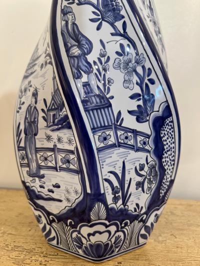  Tiffany Co Hand Painted French Blue and White Lidded Vase Signed for Tiffany Co