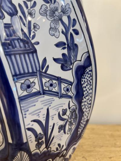  Tiffany Co Hand Painted French Blue and White Lidded Vase Signed for Tiffany Co