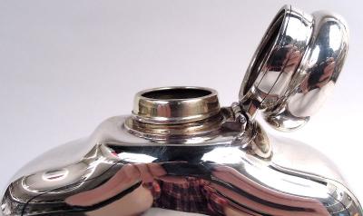  Tiffany Co Large Antique Tiffany Victorian Sterling Silver Alpha Two Handed Flask