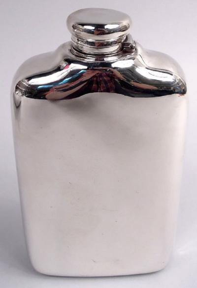  Tiffany Co Large Antique Tiffany Victorian Sterling Silver Alpha Two Handed Flask