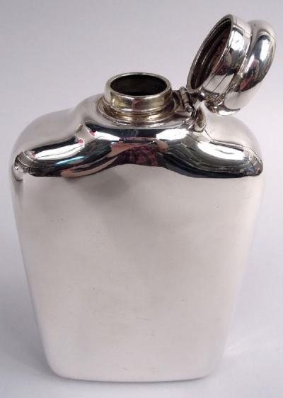  Tiffany Co Large Antique Tiffany Victorian Sterling Silver Alpha Two Handed Flask
