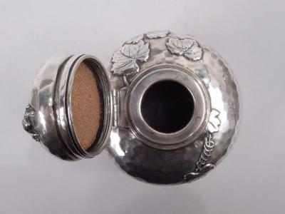  Tiffany Co Large Tiffany Japonesque Applied Sterling Silver Inkwell with Beetle