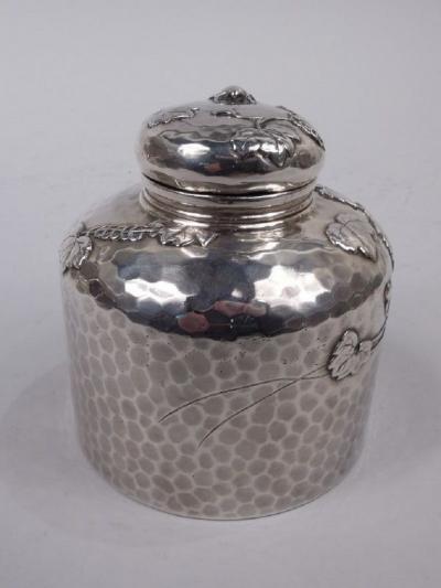  Tiffany Co Large Tiffany Japonesque Applied Sterling Silver Inkwell with Beetle