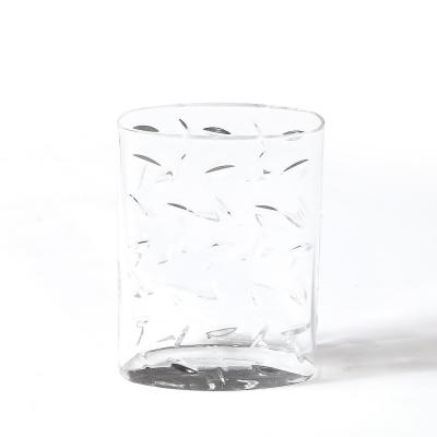  Tiffany Co Mid Century Modernist Cut Crystal Vase w Leaf Form Motif Signed Tiffany and Co