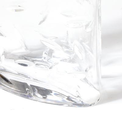  Tiffany Co Mid Century Modernist Cut Crystal Vase w Leaf Form Motif Signed Tiffany and Co