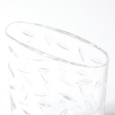  Tiffany Co Mid Century Modernist Cut Crystal Vase w Leaf Form Motif Signed Tiffany and Co