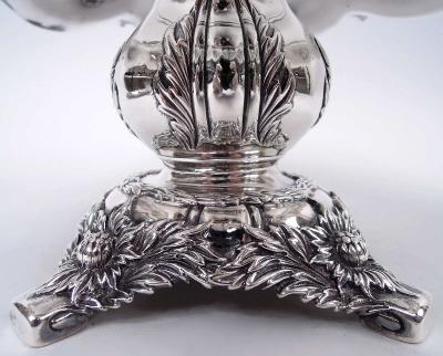  Tiffany Co Pair of Antique Tiffany Chrysanthemum Sterling Silver Compotes