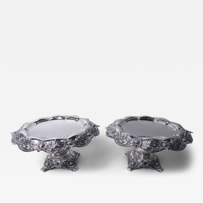  Tiffany Co Pair of Antique Tiffany Chrysanthemum Sterling Silver Compotes