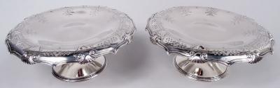  Tiffany Co Pair of Antique Tiffany Edwardian Classical Sterling Silver Compotes