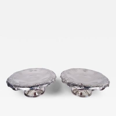  Tiffany Co Pair of Antique Tiffany Edwardian Classical Sterling Silver Compotes