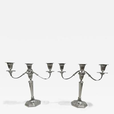  Tiffany Co Pair of Antique Tiffany English sterling silver 3 Light Candelabra