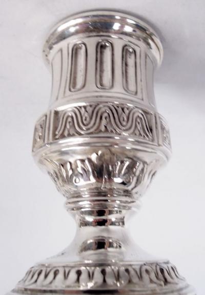  Tiffany Co Pair of Antique Tiffany Neoclassical Sterling Silver Candlesticks