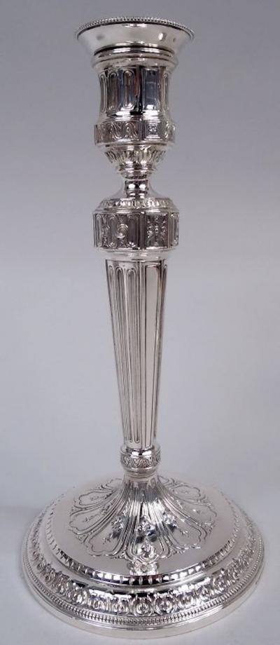  Tiffany Co Pair of Antique Tiffany Neoclassical Sterling Silver Candlesticks