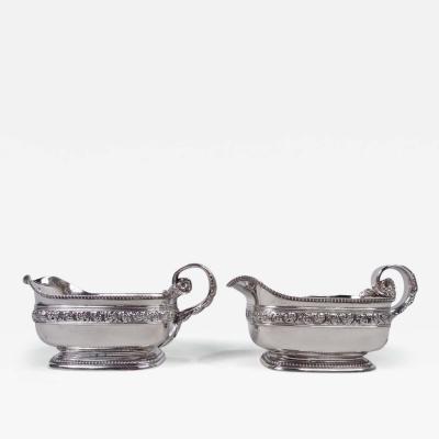  Tiffany Co Pair of Antique Tiffany Victorian Classical Sterling Silver Sauceboats