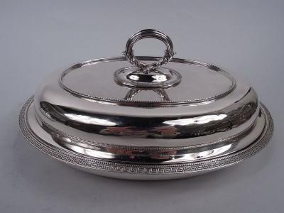  Tiffany Co Pair of Early Tiffany Etruscan Sterling Silver Covered Serving Dishes