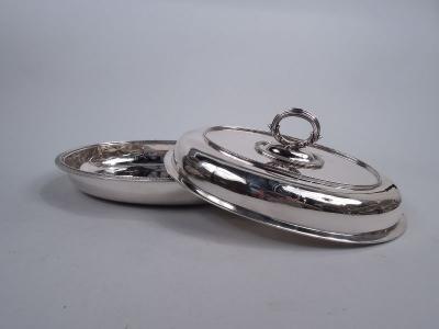  Tiffany Co Pair of Early Tiffany Etruscan Sterling Silver Covered Serving Dishes