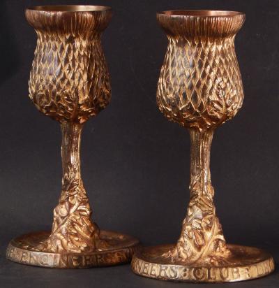  Tiffany Co Pair of Thistle Goblets by Tiffany Bronze 