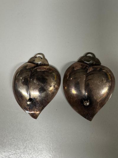  Tiffany Co Pair of Tiffany Co Sterling Silver Heart Shaped Leaf Nut Dish