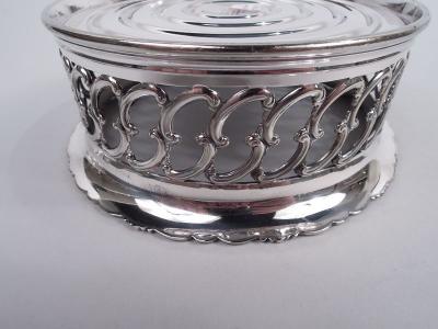  Tiffany Co Pair of Tiffany Edwardian Classical Silver Plated Wine Bottle Coasters