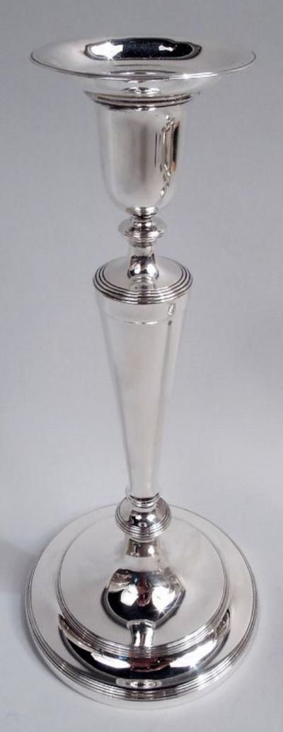  Tiffany Co Pair of Tiffany Edwardian Classical Sterling Silver Candlesticks