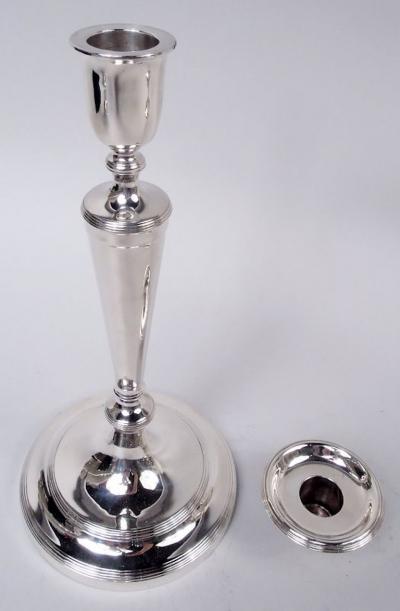  Tiffany Co Pair of Tiffany Edwardian Classical Sterling Silver Candlesticks