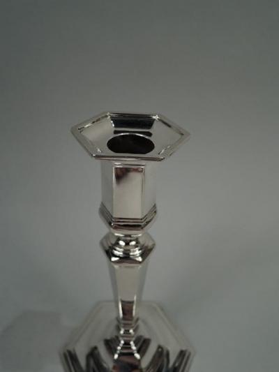  Tiffany Co Pair of Tiffany Edwardian Georgian Sterling Silver Candlesticks