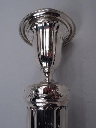  Tiffany Co Pair of Tiffany English Neoclassical Sterling Silver Candlesticks