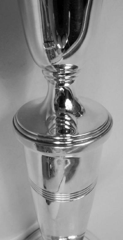  Tiffany Co Pair of Tiffany Modern Classical Sterling Silver Candlesticks