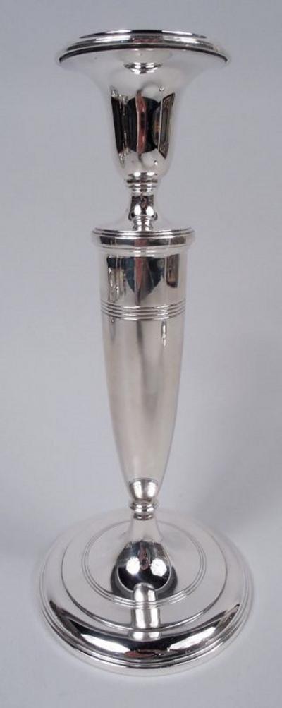  Tiffany Co Pair of Tiffany Modern Classical Sterling Silver Candlesticks