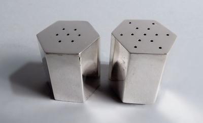  Tiffany Co Pair of Tiffany Retro Deco Sterling Silver Salt Pepper Shakers