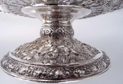  Tiffany Co Pair of Tiffany Victorian Classical Repousse Sterling Silver Compotes