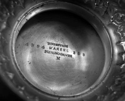  Tiffany Co Pair of Tiffany Victorian Classical Repousse Sterling Silver Compotes