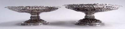  Tiffany Co Pair of Tiffany Victorian Classical Repousse Sterling Silver Compotes