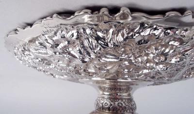  Tiffany Co Pair of Tiffany Victorian Classical Repousse Sterling Silver Compotes