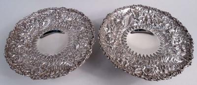  Tiffany Co Pair of Tiffany Victorian Classical Repousse Sterling Silver Compotes