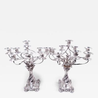 Tiffany Co Rare Market Fresh Pair of Tiffany Chrysanthemum 9 Light Candelabra